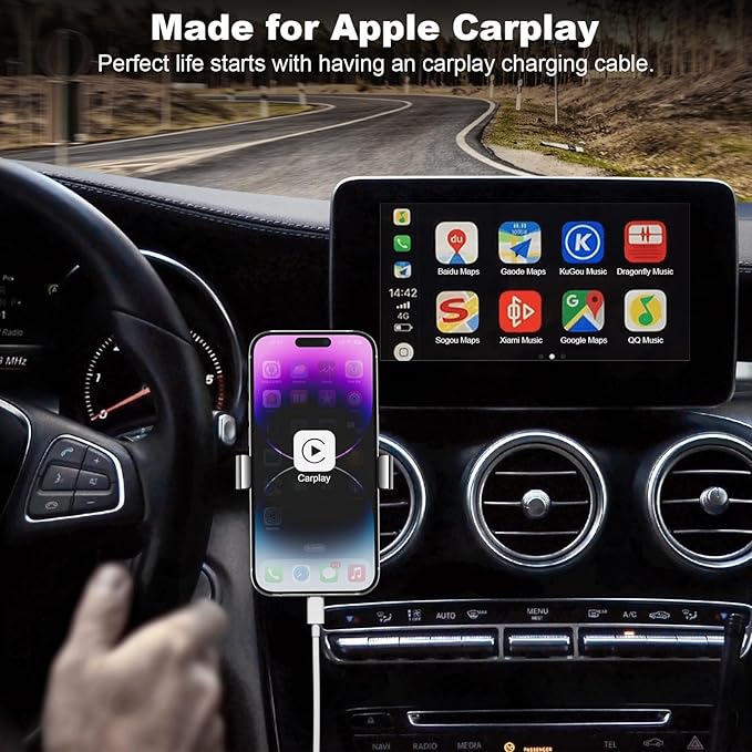 Car Apple Carplay Cable, 3FT Car Charger Cord, USB A to Lightning Cable Compatible for iPhone 14 13 12 11 Pro Max XR XS X 8 7 6 Plus SE iPad Charging Cord