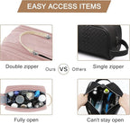 BAGSMART Toiletry Bag for Women, Cosmetic Makeup Bag Organizer, Travel Bag for Toiletries, Dopp Kit Water-resistant Shaving Bag for Accessories, Pink-Medium