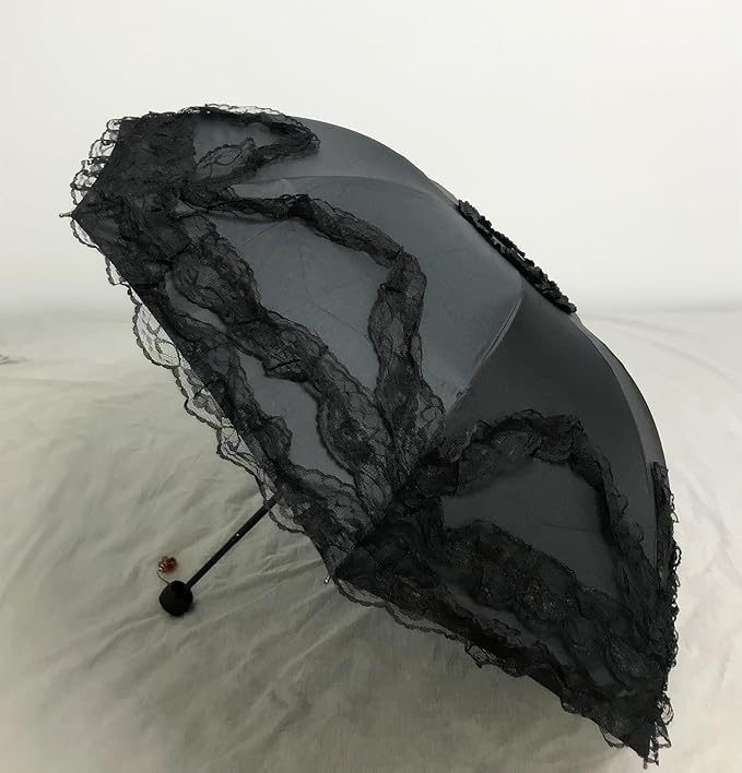 URAWESO Vintage Lace Parasol Gothic Lolita Umbrella UV Sun Protection Witch Cosplay Photoshoot Props Party Decoration