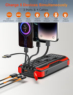 MINRISE Solar Charger Power Bank, 40000mAh Portable Charger PD 20W Fast Charging Solar Power Bank Built in 4 Cables and USB-C in/Output, Camping Essentials External Battery Pack with Flashlights