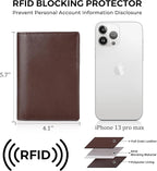 Polare Slim RFID Blocking Leather Passport Holder Travel Bifold Wallet For Men (Coffee)