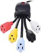 Cable Matters 5 Outlet Power Cord Splitter (Power Squid Outlet Multiplier) with Extra Long 10 Foot Cord and Color Coded Receptacles