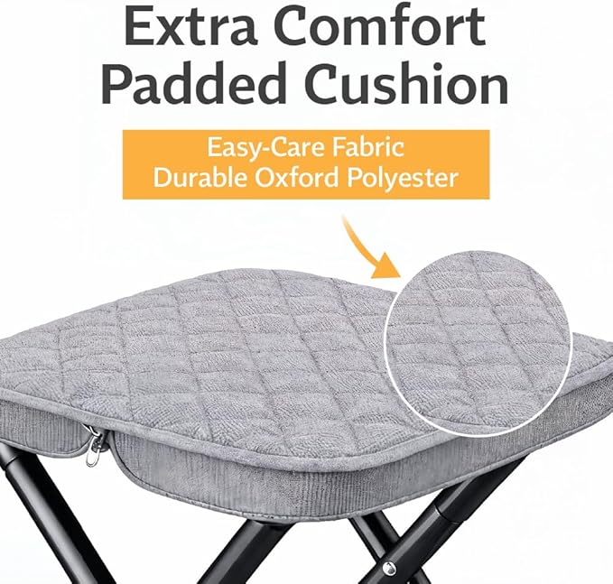 Premium Portable Folding Camping Stool with Carry Bag, Lightweight Compact Outdoor Seat, Heavy Duty Steel Frame, Small Travel Stool for Camping, Hiking & Fishing
