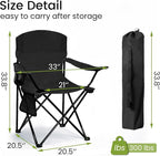 Camping Chair 2 Pack Portable Folding Chair, Supports 300lbs, Lightweight Stable Outdoor Chair for Camping Hiking Fishing Beach Travel Picnic, Compact Collapsible Camping Seat, Classic Black
