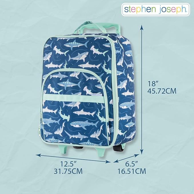 Stephen Joseph, Kids Roling Carry-On Luggage, 12.5"L x 6.5"W x 18"H, Turquoise Floral