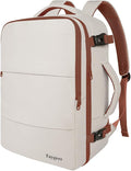 Taygeer Backpack for Women, College Backpack with Laptop Compartment & Shoe Pouch, 35l Travel Laptop Mochila Carry On Luggage, Airline Approved Personal Item Bag For Weekender Gym Hiking, Khaki White