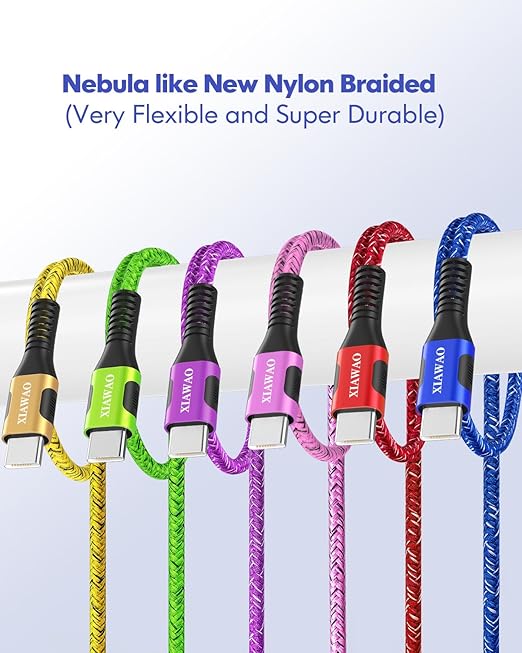 XIAWAO USB to USB C Cable, (6Pack) Type C Charger Cord Fast Charging for iPhone 17 16 15, Samsung Galaxy S25 S24 S23 A56 A36 A16 A17, Moto g, Pixel 10 9