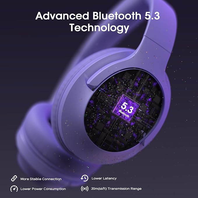 YUMONDEAR Bluetooth Headphones Over Ear, 80 Hrs Playtime Wireless Headphones with ENC Mic, Deep Bass EQ, Foldable Comfort for Travel, Gym & Commuting, Stocking Stuffers