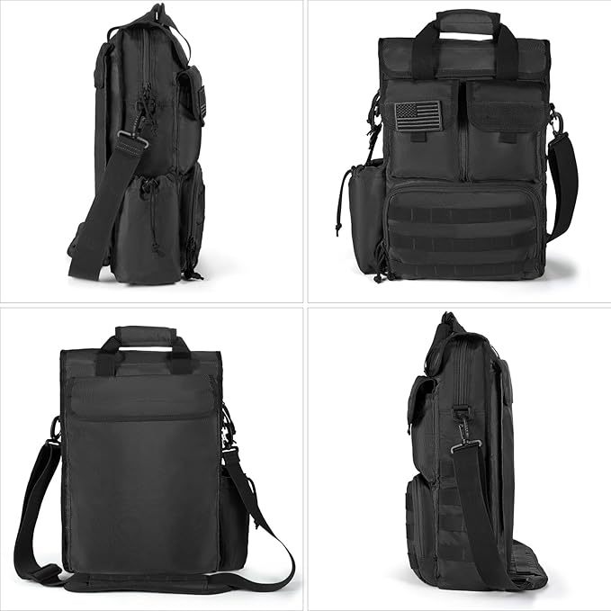 Tactical Briefcase,17.3 Inch Military Laptop Messenger Bag Shoulder Crossbody Bag Handbag for Men (17.3''Black)