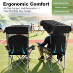 VTOY Portable Camping Chair with Canopy - Folding Chair with Canopy, Durable 600D Oxford Canopy Chair for Camping, Beach, Picnics, Fishing & Sports