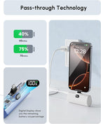 USB C Portable Phone Charger for iPhone 17 Pro Max, Mini Power Bank 5000mah with Digital Display & Duarable Kickstand for Type c Phones, Slim Backup Charger Battery for Samsung/Google-White