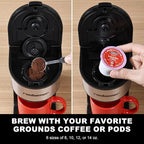 Ranbomer K Cup Coffee Maker, Single Serve coffee machine or Ground Coffee Machine 2 in 1, 6 to 14 Oz Brew Sizes, Mini One Cup Coffee Maker with Self cleaning Function, Fits Travel Mug Black