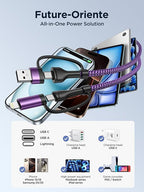 USB C to Lightning Cable, 60W 4 in 1 Fast Charging Cable Apple MFi Certified USB A to Lightning Cord Nylon 6ft USB C to USB C Charger Cord for iPhone 17 16 15 14 Pro/iPad/Samsung S25/MacBook/Switch 2