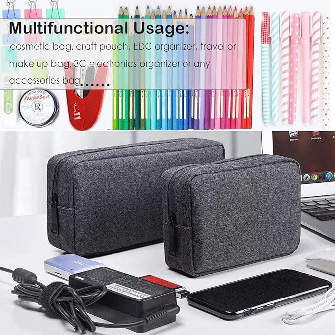 CAAORDKSO Travel Electronic Organizer Pouch Bag, Waterproof Portable Electronic Accessories Storage Multifunctional Case for USB, Cable, Cord, Charger, Phone, Power Bank, Earphone (Big-Dark Gray)