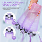 Water Bottle with Straw 1L,Boys Water Bottles with Straw 1 Litre,Waterbottle Leak-Proof Sports Water Bottle,Plastic Drinks Bottles Toxin Free，Bpa-Free (Purple)