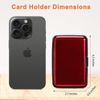 Mayski Credit Card Holder, RFID Blocking, Aluminum Alloy Hard Case, Small Mini Business Metal Wallet for Women Men, Red