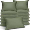 Kigley 12 Pack Mini Pillows for Daycare 9.1 x 13.8'' Small Travel Pillow Bulk Soft Breathable Cotton Pillow for Nap Travel Pet Neck Lumbar Purse Insert (Olive Green)