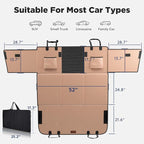 FURTIME Dog Car Seat Cover for Back Seat, Upgraded PU Leather Back Seat Extender with Hard Bottom Holds 400LBS, Waterproof Anti-Scratch, Large Space Back Seat Pet Cover for Car, SUV, Brown