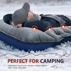 FUN PAC Camping Sleeping Pad, 9.2R-Value Ultralight Camping Mat with Pillow Built-in Foot Pump Inflatable Sleeping Pads Compact for Camping Backpacking Hiking Traveling-Lined Version Grey