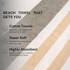 Cotton Turkish Beach Towel with Towels Oversized 36"x72" Pool Absorbent Extra Large Quick Dry Sand Travel Towel (Sage & Sand, 4 Pack)