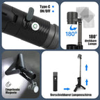 Telescopic Camping Light, Portable Rechargeable Camping Lantern, Outdoor Adventure Emergency Flashlight, Waterproof LED Camp Lamp with Magnetic (Black)