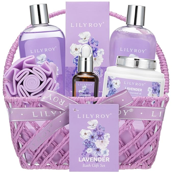 Mothers Day Gifts for Women - Lavender Bath and Body Gift Set for Women, Spa Gift Basket | Mothers Day Gifts for Mom, Birthday, Self Care, Valentines Day, Christmas Gift, All Occasion