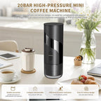 Portable Coffee Machine，Rechargeable Cafetière Portable de Voyage with USB-C, 20bar, Electric Coffee Maker for Camping & Travel, 3-in-1 Car Coffee Maker, Compatible with Coffee Grounds&Capsules