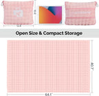 Pink Travel Blanket for Airplane, Soft Lightweight Flannel Blanket, Compact & Portable with Storage Bag, Luggage Strap & Clip, Cozy Travel Essential for Flights, Road Trips & More,40.7" x 64.1"
