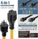 4 in1 NEMA 5-15P Extension Cord, Winxus 10FT NEMA 5-15P to 5-15R, 5-20R, 6-15R, 6-20R Adapter Cord, 15A to 20A AC Adapter Cable, 10FT 3 Prong Extension Cords