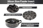 Black Slow Feeder Travel Dog Bowl Set | 30oz Stainless Steel + 20oz Collapsible Silicone Dish | Water Bottle Holder| Non-Slip, Anti-Choking, BPA-Free | We Give Back