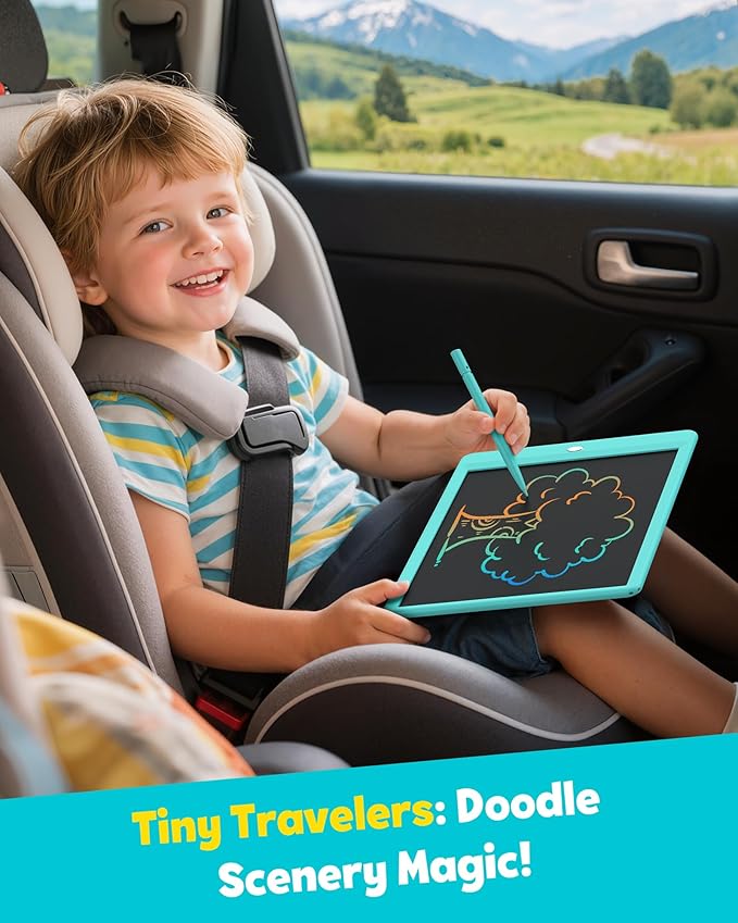 TEKFUN LCD Writing Tablet for Kids, 10-inch Coloring Drawing Pad, Mess Free Doodle Board, Airplane Travel Toys for Boys and Toddlers, Gifts for 3 4 5 6 7 8 Year Old Girls(Green)