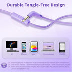 Botesty Sound Headphones Wired with Microphone, Over Ear Foldable 3.5mm Plug in Headphones with 4.9ft Tangle-Free Nylon Cord for Tablet, Laptop, MP3/4, School, Airplane Travel (Purple)