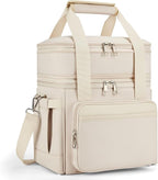 holuxer Insulated Lunch Bag & Lunch Box for Women - Double Deck Reusable Lunch Bag for men Tote Cooler Bag Leakproof Soft Expandable - Large Lunchbox for Work/Adult/Picnic/Outdoor (Cream，15L)