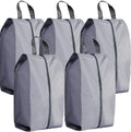 5Pcs XL Travel Shoe Bags Portable Travel Gifts Shoe Organizer with Zipper Closure, Waterproof Nylon Shoe Storage Organizer with Handle Travel Bags For Men and Women, Grey