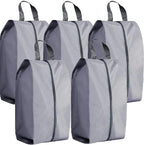 5Pcs XL Travel Shoe Bags Portable Travel Gifts Shoe Organizer with Zipper Closure, Waterproof Nylon Shoe Storage Organizer with Handle Travel Bags For Men and Women, Grey