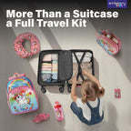 emissary 7pcs Unicorn Girl’s Luggage Set with wheels – Rolling Luggage, Backpack, Eye Mask, Toiletry Bag, Suitcase Tag, Neck Pillow & Water Bottle – Carry Luggage for Kids & Girls with Wheels