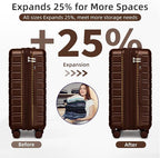 6 Piece Luggage Sets with Bags, Lightweight Expandable Checked Luggage Sets, Hardshell ABS Spinner Wheels Carry on Suitcase with TSA Lock, for Travel, Women Men (Mocha, 18/20/24/28inch+2bags)