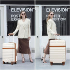 Kono Expandable 28 Inch Large Checked Luggage: ABS+PC Hardside Trolley Travel Case - Hard Shell Suitcase with TSA Lock, Cream - Brown