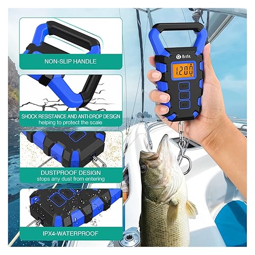 50Kg Hanging Scale with Ruler Digital Portable Fish Hook Electronic Weighting Luggage Scale LED Display Balance(Green)