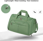Hanke Small Travel Duffel Bag, Under Seat Carry On Personal Item Bag with 11 Pockets, Lightweight Water Resistant Foldable Weekender Bag with Trolley Sleeve for Travel Gym Daily Use（Forest Green）