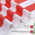 EBOOT 10 Pack Oversized Beach Towel Set Extra Large Pool Towels Microfiber Quick Dry Swim Blanket for Adult Women Men Face Hand Body Bath Travel Pool(Fancy Color,28 x 59 Inch,Cabana Stripe)