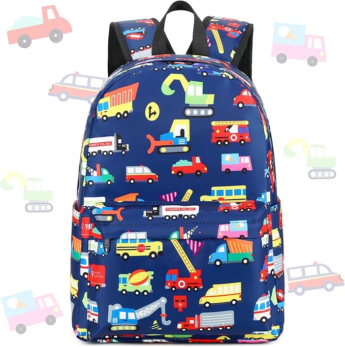 CAMTOP Preschool Backpack for Kids Boys Girls Toddler Backpack Kindergarten School Bookbags for Age 3-8 (Navy Vehicle)