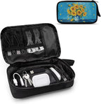 Artistic Sunflowers Electronic Organizer Cable Organizer Bag Travel Bag Cable Organizer Pouch Electronic Accessories Carry Case for SD Card Charger Phone Earphone Tech Pouch