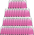 Grneric Drawstring Backpack Bulk 42 Pcs String Backpack Drawstring Bags Cinch Bag Sackpack for Men Women Gym (Pink)