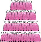 Grneric Drawstring Backpack Bulk 42 Pcs String Backpack Drawstring Bags Cinch Bag Sackpack for Men Women Gym (Pink)