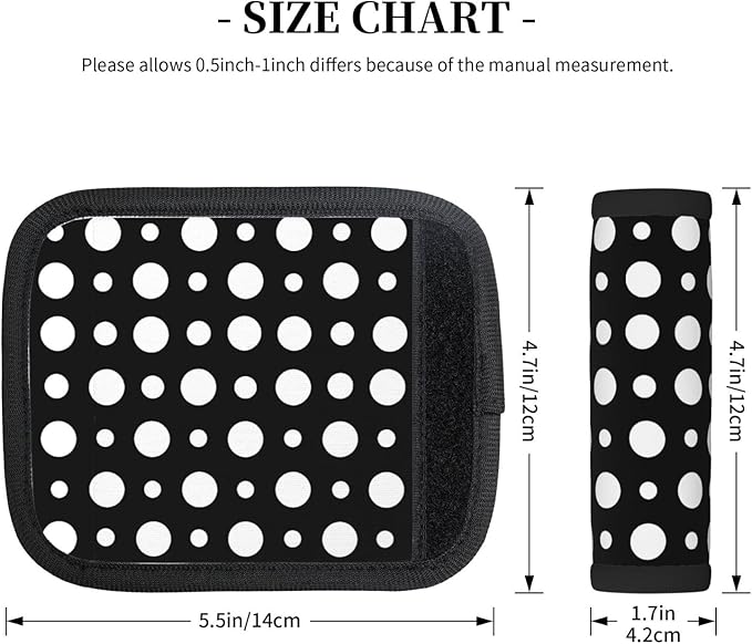 Black and White Polka Dot Print 2 Pack Luggage Handle Wraps for Suitcase Neoprene Travel Bag Handle Cover/Tags/Identifiers/Marker/Grips Travel Accessories for Airplane