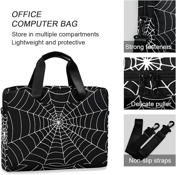 Goth Spider Web Laptop Case 15.6 inch Computer Bag Waterproof Laptop Briefcase Laptop Bag for Women & Men