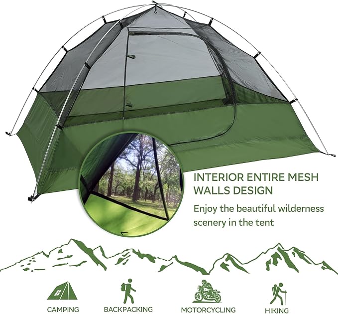 Clostnature Lightweight Tent for Backpacking - 1/2/3/4 Person Ultralight Backpacking Tent, Waterproof Easy Setup Camping Tent, Hiking Tent for Outdoor, Hiking and Mountaineering
