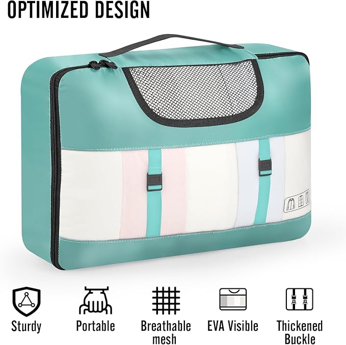 8 Set Packing Cubes for Travel Essentials, Suitcase Organizer Bags in 4 Sizes, Carry-On Luggage Accessories with Laundry Bag, Airplane Must Have, Gifts for Women Men