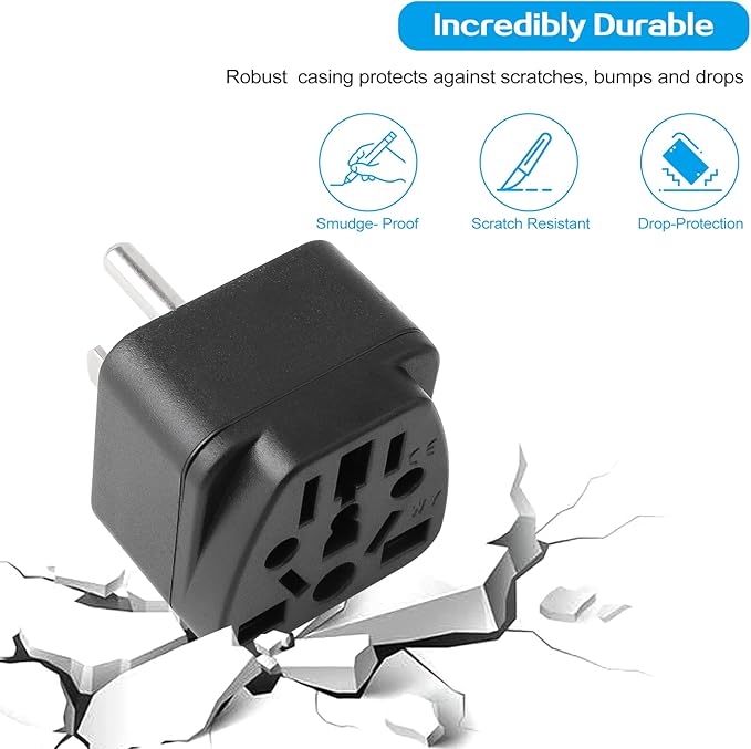 2 Pack US Travel Plug Adapter, EU,UK,AU,in,CN,JP,Asia,Italy,Brazil to USA (Type B), 3 Prong Grounded USA Wall Plug Wall Outlet Power Charger Converter (Black)
